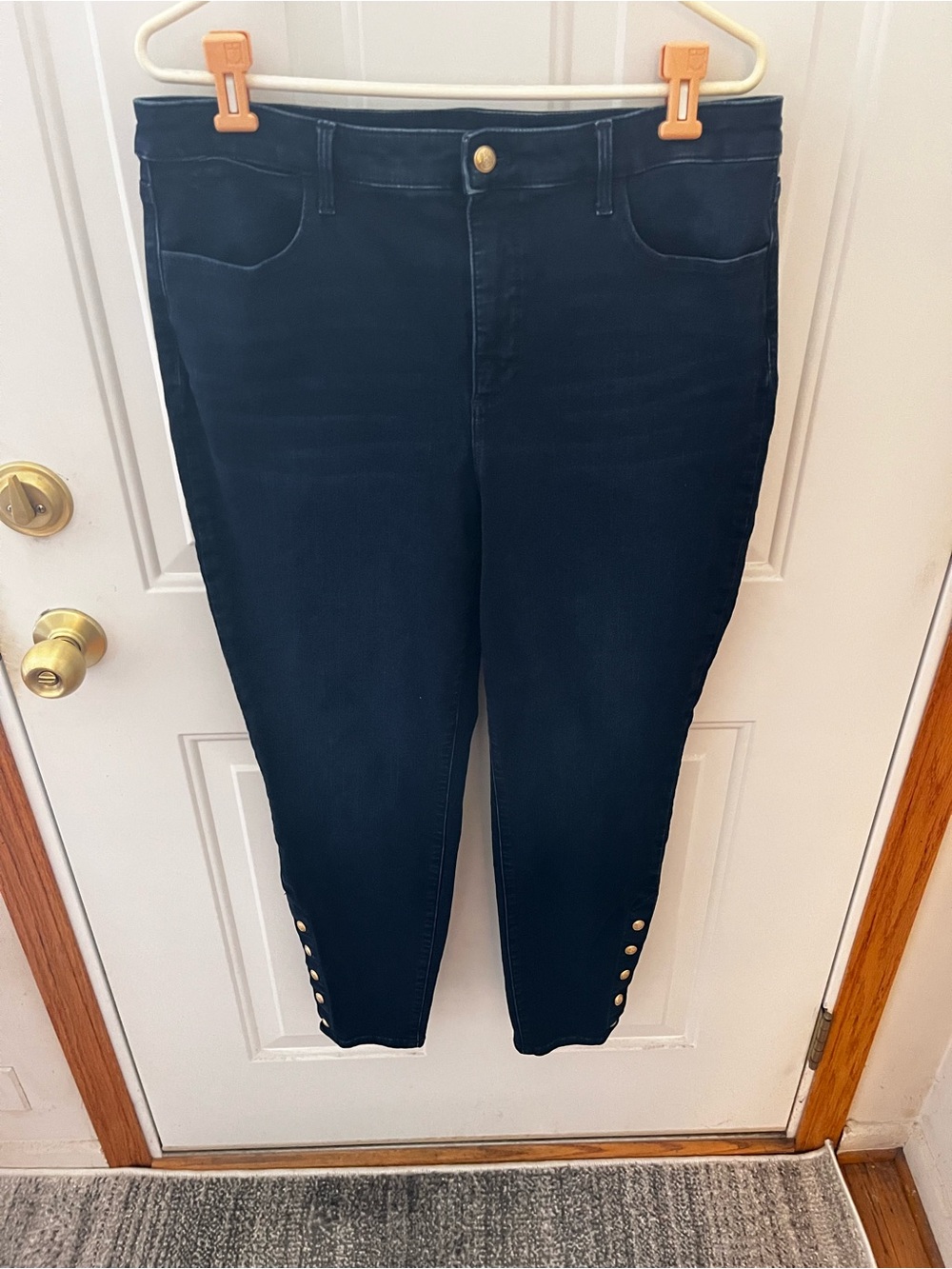 Talbots Flawless High Waist Jegging Ankle Jeans Size 14 Gold Button Hem